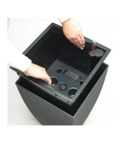 Dehner Kunststoff-Flechttopf Dallas, Quadratisch -Pflanzen Promotion Geschäft 2460004 2460020 WE DE 010 EmsaKunststofftopf36x36cm