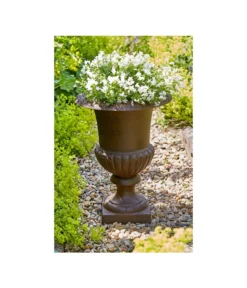 Esschert Design Französische Pflanzvase Aus Gusseisen, Dunkelbraun -Pflanzen Promotion Geschäft 2542637 WE MO 002 FranzoesischeVaseausGusseisenrostfarbenVaseBlumenvaseTopfBlumentopfPflanzvasePflanztopfPflanzgefaess