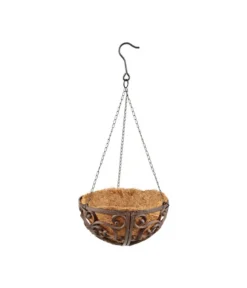 Dehner Gusseisen-Hängeampel Katalonien Mit Kokoseinlage, Rund, Rost, Ca. Ø30/H15 Cm