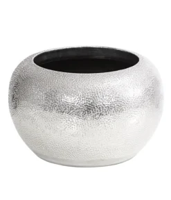 Dehner Keramik-Übertopf Rosella, Bauchig, Silber