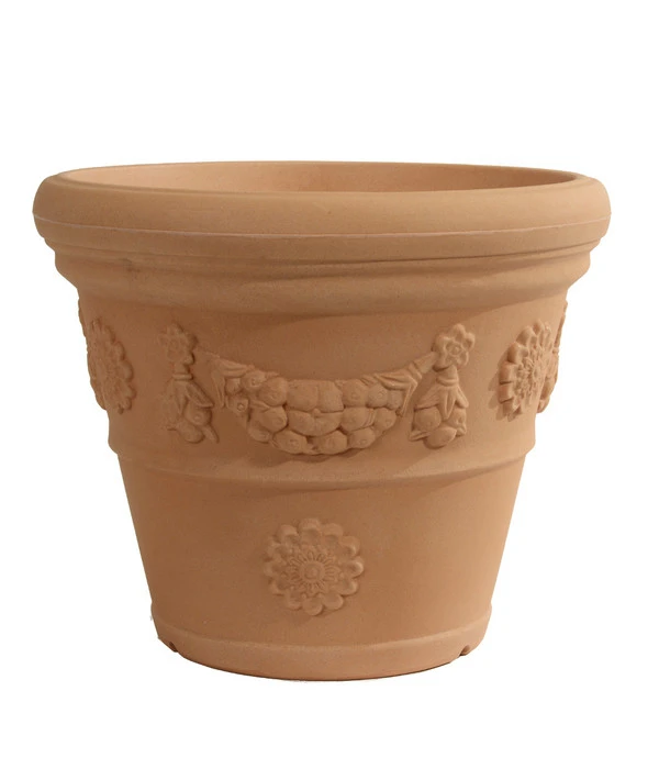 Farmet Kunststoff-Pflanzkübel Festonato, Rund, Terrakotta 1 Farmet Kunststoff-Pflanzkübel Festonato, Rund, Terrakotta