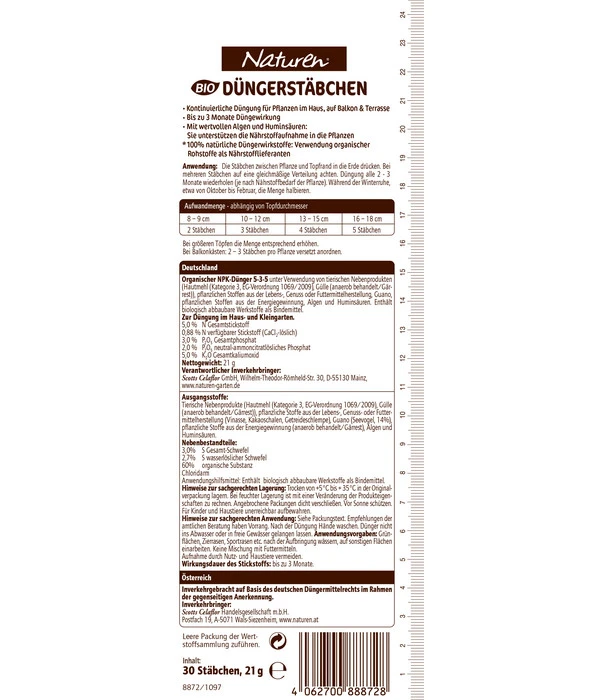 Naturen® Bio Düngestäbchen, 30 Stk. 2 Naturen® Bio Düngestäbchen, 30 Stk. – Bild 2