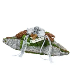 Grabgesteck Aus Rinde, Oval, Weiß, Ca. B40/H15/T14 Cm