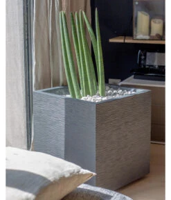 EDA-plastiques Kunststoff-Topf Graphit, Gerillt 8 EDA-plastiques Kunststoff-Topf Graphit, Gerillt -Pflanzen Promotion Geschäft 6763643 WE MO 002 PflanztopfGrap40x40