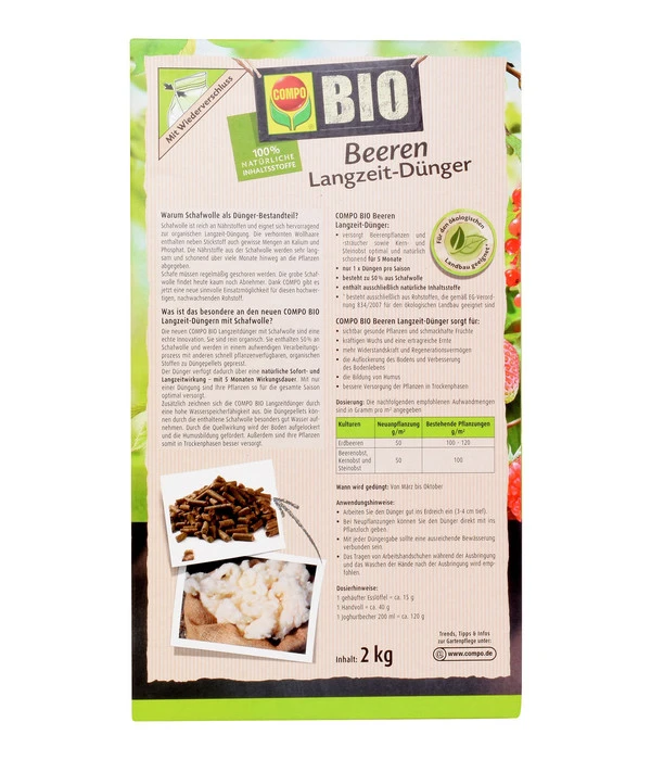 COMPO BIO Beeren Langzeit-Dünger Mit Schafwolle 2 COMPO BIO Beeren Langzeit-Dünger Mit Schafwolle – Bild 2