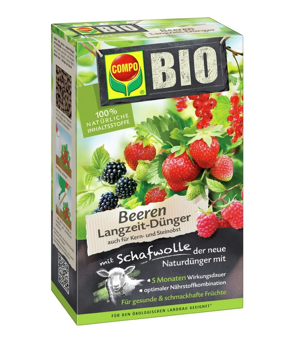 COMPO BIO Beeren Langzeit-Dünger Mit Schafwolle 1 COMPO BIO Beeren Langzeit-Dünger Mit Schafwolle