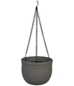 Vasar Kunststoff-Hängeampel Mit Rillen Ghisa, Rund, Dunkelgrau, Ca. Ø25/H19 Cm