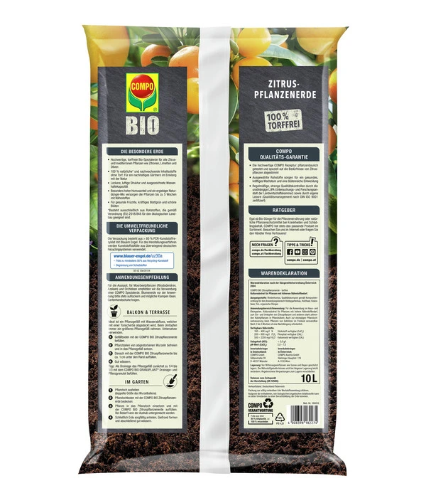 COMPO BIO Zitrus-Pflanzenerde, 10 L 2 COMPO BIO Zitrus-Pflanzenerde, 10 L – Bild 2