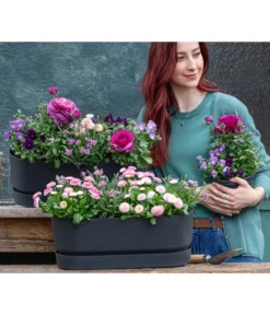 Elho Kunststoff-Topf Greenville, Ca. B20/B18/T49 Cm -Pflanzen Promotion Geschäft 8809857 WE MO 001 FruehlingRosa 1